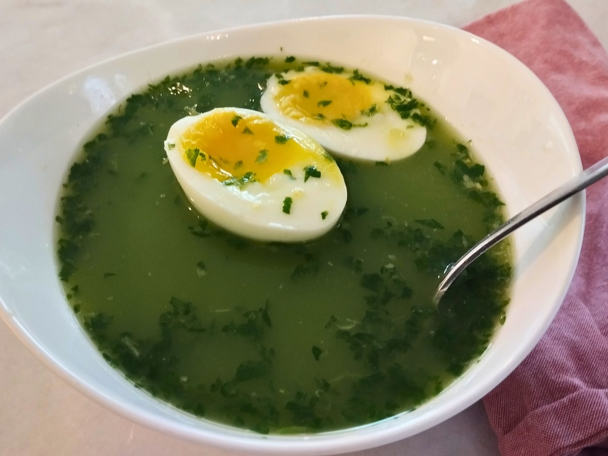Zesty Lemon Parsley Soup with a Soft-Boiled Egg